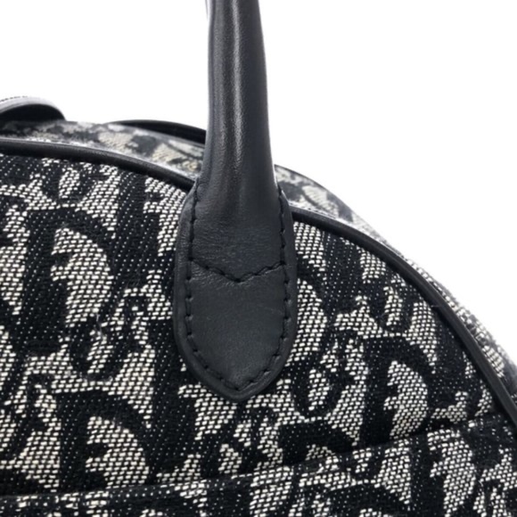 100% Authentic Christian Dior Double Saddle Navy White Black Jacquard Bag - Picture 4 of 12
